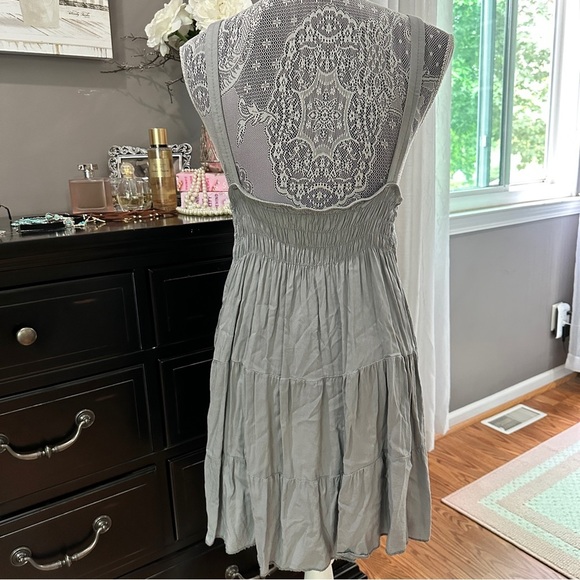 Boho Tiered Mini Dress with 3D Rosette Trim | Made in Italy | Size 10 - Picture 6 of 13